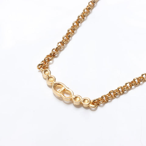 Christian Dior CD logo rhinestone Necklace gold WS13256