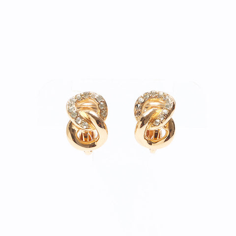 Christian Dior Rhinestone Earring gold WS13260