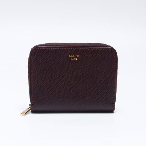 セリーヌ CELINE レザー ラウンドジップ コインケース ワインレッド WS13262