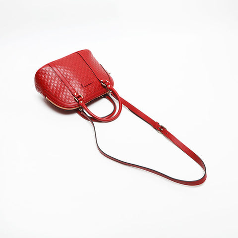 GUCCI Micro GG Shima Leather 2way Shoulder Bag Red WS13264