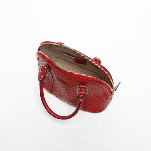 GUCCI Micro GG Shima Leather 2way Shoulder Bag Red WS13264