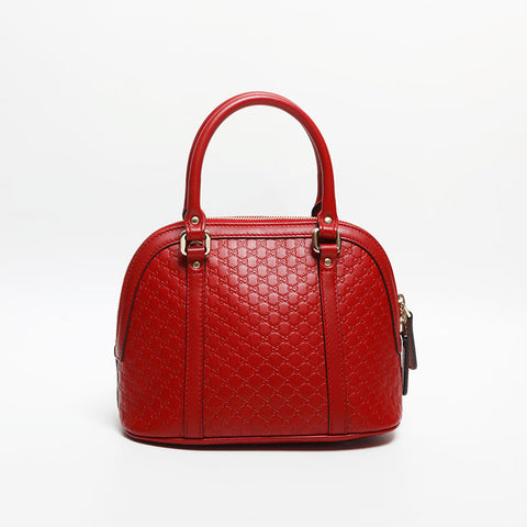 GUCCI Micro GG Shima Leather 2way Shoulder Bag Red WS13264