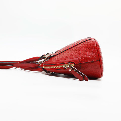 GUCCI Micro GG Shima Leather 2way Shoulder Bag Red WS13264