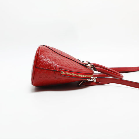 GUCCI Micro GG Shima Leather 2way Shoulder Bag Red WS13264
