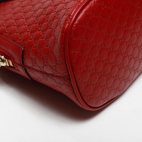 GUCCI Micro GG Shima Leather 2way Shoulder Bag Red WS13264