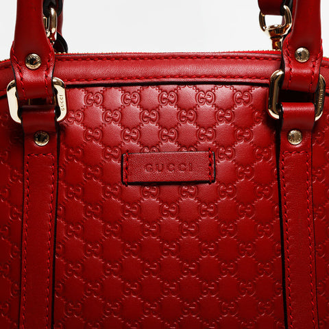 GUCCI Micro GG Shima Leather 2way Shoulder Bag Red WS13264