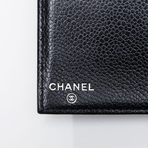 CHANEL COCO Mark Caviar Skin Leather 2008-2009 Purse black WS13270