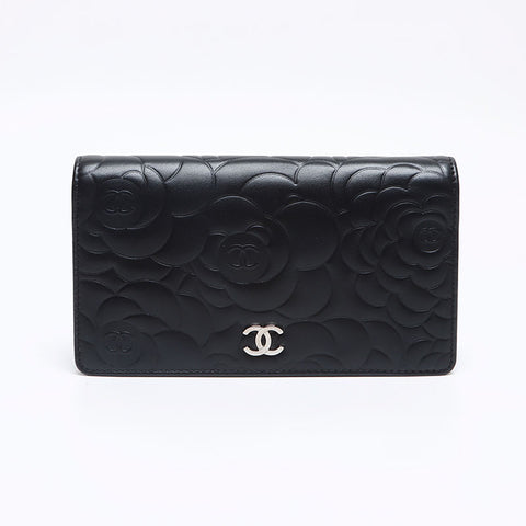 シャネル CHANEL 17番台 カメリア レザー ココマーク 長財布 ブラック WS13271