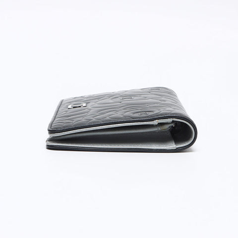 CHANEL No. 17 Camellia Leather COCO Mark Purse black WS13271