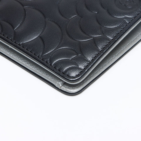 CHANEL No. 17 Camellia Leather COCO Mark Purse black WS13271