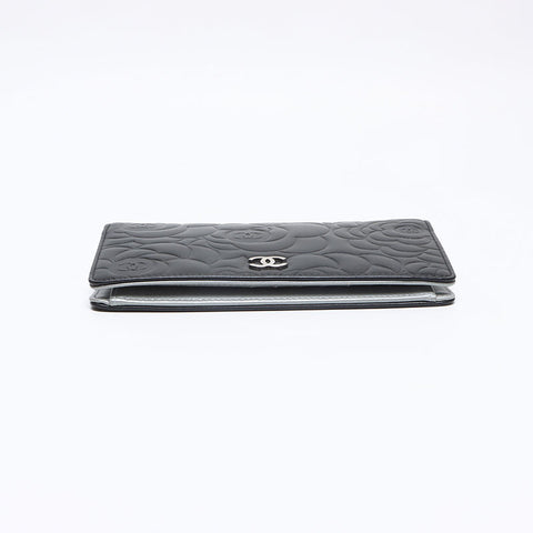 CHANEL No. 17 Camellia Leather COCO Mark Purse black WS13271