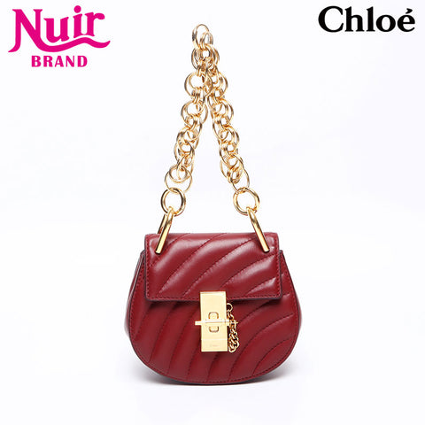 クロエ Chloe ドリュー キルティング レザー ハンドバッグ レッド WS13273