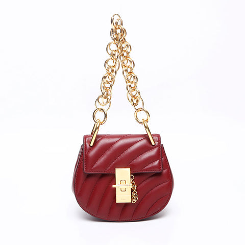 クロエ Chloe ドリュー キルティング レザー ハンドバッグ レッド WS13273