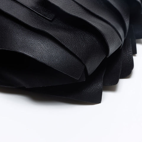 イヴ・サンローラン YVES SAINT LAURENT フリル レザー ハンドバッグ ブラック WS13275