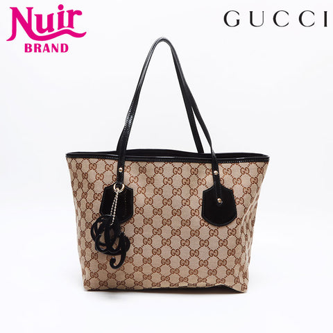 グッチ GUCCI GG キャンバス エナメル トートバッグ ベージュ WS13278