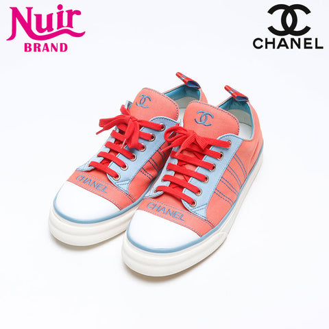 CHANEL 2002ss Low-cut sports line canvas Size:38 around9.4