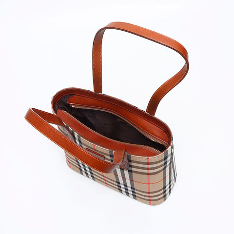 バーバリー BURBERRY ノバチェック キャンバス ハンドバッグ ベージュ WS13282