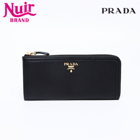 PRADA Vitello Dyno Leather Roundship Purse black WS13284