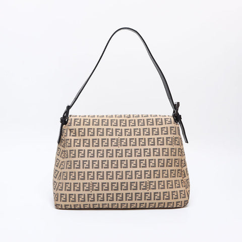 フェンディ FENDI ズッキーノ マンマバケット キャンバス ショルダーバッグ ベージュ WS13287