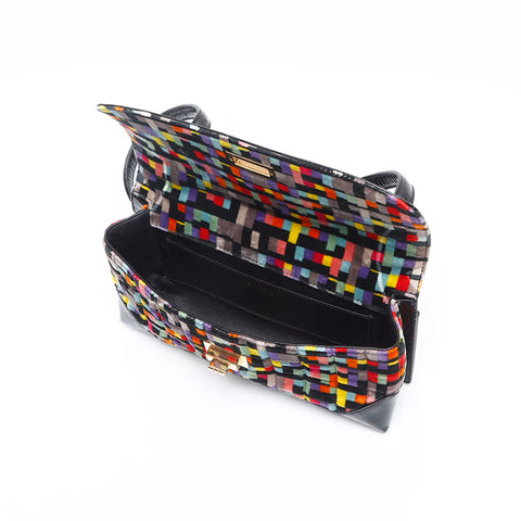 CHANEL No.6 Flap Bag Velvet Multicolor Shoulder Bag black WS13302