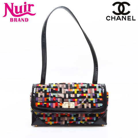 CHANEL No.6 Flap Bag Velvet Multicolor Shoulder Bag black WS13302