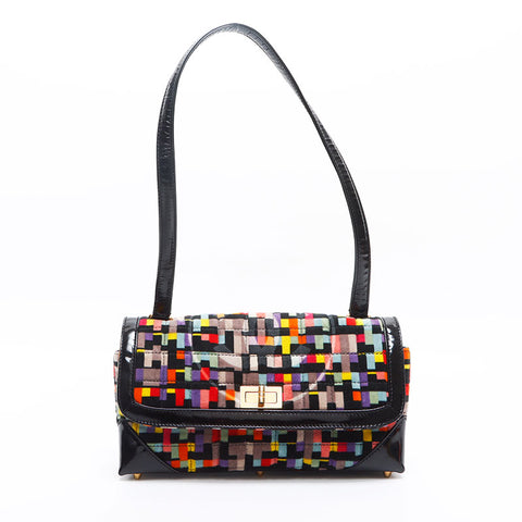 CHANEL No.6 Flap Bag Velvet Multicolor Shoulder Bag black WS13302