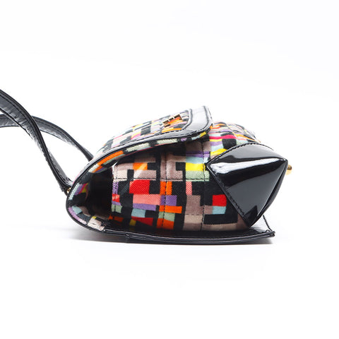 CHANEL No.6 Flap Bag Velvet Multicolor Shoulder Bag black WS13302