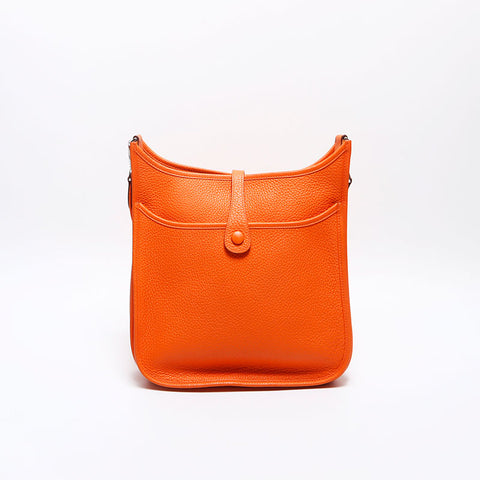 HERMES 2010 N stamp Evelyn 3 PM Taurillon Clemence Shoulder Bag Orange WS13304