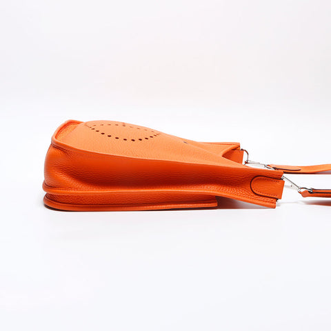 HERMES 2010 N stamp Evelyn 3 PM Taurillon Clemence Shoulder Bag Orange WS13304