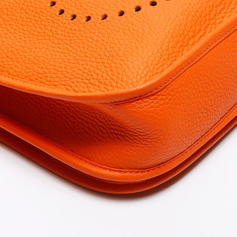 HERMES 2010 N stamp Evelyn 3 PM Taurillon Clemence Shoulder Bag Orange WS13304