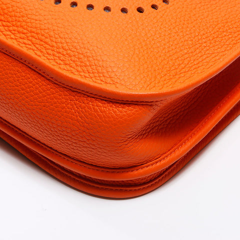 HERMES 2010 N stamp Evelyn 3 PM Taurillon Clemence Shoulder Bag Orange WS13304
