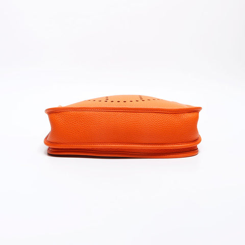 HERMES 2010 N stamp Evelyn 3 PM Taurillon Clemence Shoulder Bag Orange WS13304