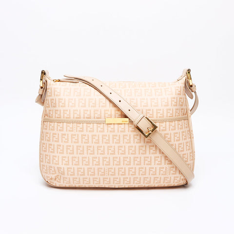 フェンディ FENDI ズッキーノ PVC ショルダーバッグ ベージュ WS13321
