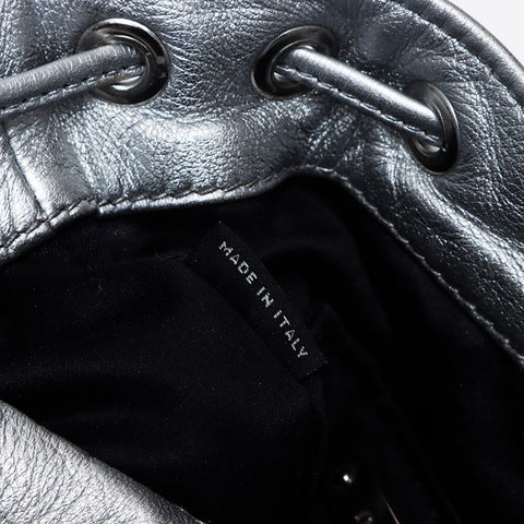 Miu Miu Rhinestone Leather Beads Handbag Silver WS13322