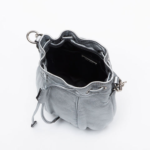 Miu Miu Rhinestone Leather Beads Handbag Silver WS13322