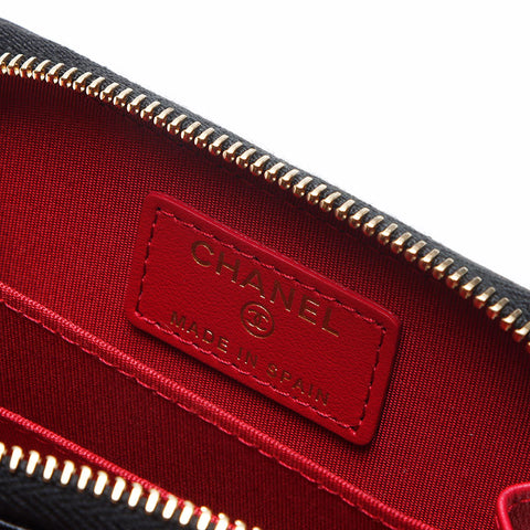 CHANEL Matelasse COCO Mark Round Zip 31 Series Coin case black WS13323