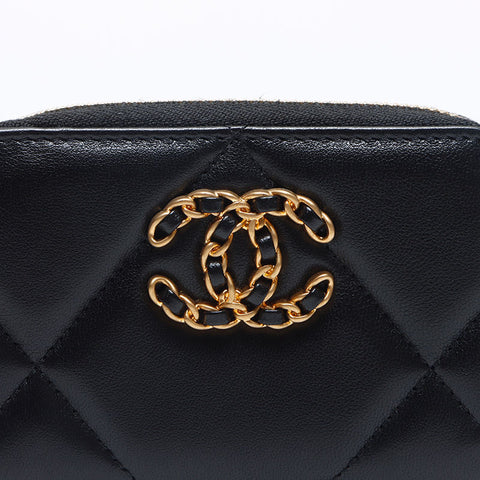 CHANEL Matelasse COCO Mark Round Zip 31 Series Coin case black WS13323