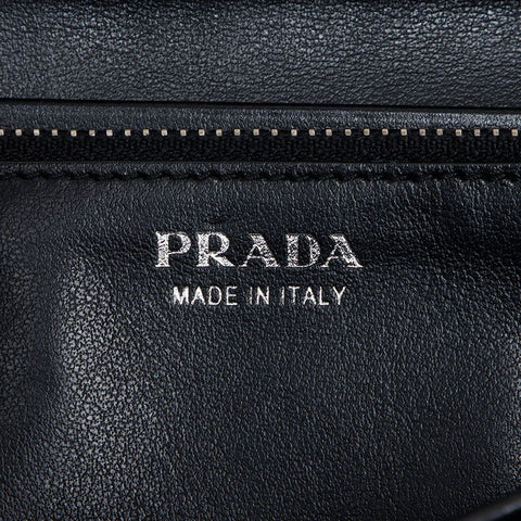 PRADA Nylon Leather Triangle Logo Punching Chain Purse black WS13325