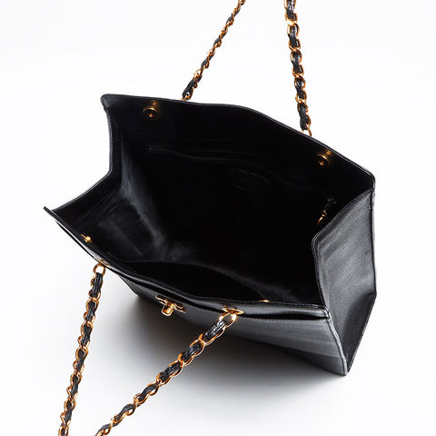 CHANEL 5th Series Caviar Skin Handbag Chain Turn Lock Handbag black WS13334