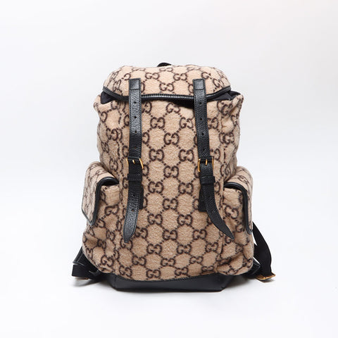 GUCCI Gucci Backpack GGPattern 598184 Wool Leather Backpack Â· Daypack Brown WS13335