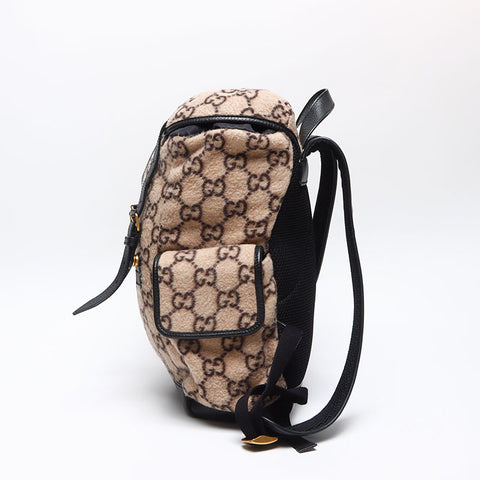 GUCCI Gucci Backpack GGPattern 598184 Wool Leather Backpack Â· Daypack Brown WS13335