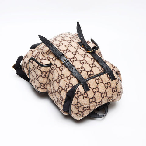 GUCCI Gucci Backpack GGPattern 598184 Wool Leather Backpack Â· Daypack Brown WS13335