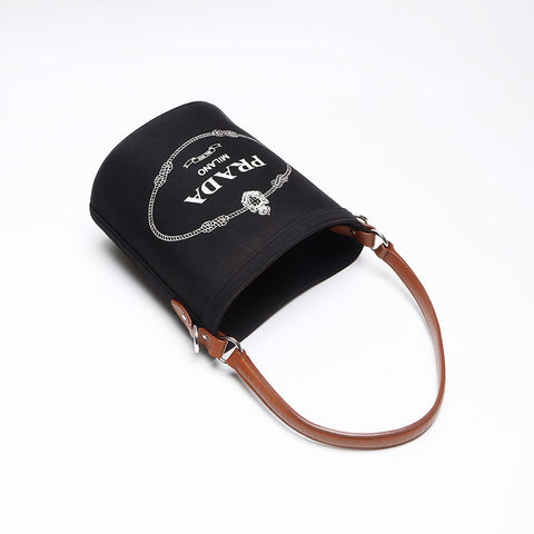 PRADA Canapa Bucket Shoulder Bag black WS13342