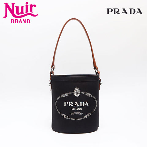 PRADA Canapa Bucket Shoulder Bag black WS13342