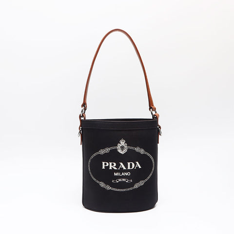 PRADA Canapa Bucket Shoulder Bag black WS13342