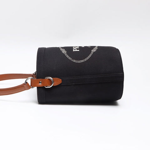 PRADA Canapa Bucket Shoulder Bag black WS13342