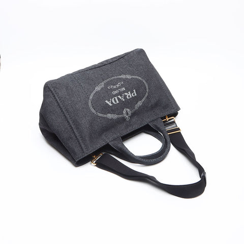 PRADA Canapa Denim Dark Navy 1BG642 Shoulder Bag black WS13347