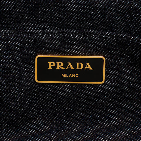 PRADA Canapa Denim Dark Navy 1BG642 Shoulder Bag black WS13347