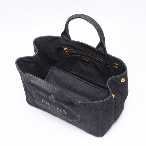 PRADA Canapa Denim Dark Navy 1BG642 Shoulder Bag black WS13347