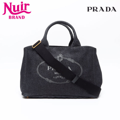 PRADA Canapa Denim Dark Navy 1BG642 Shoulder Bag black WS13347
